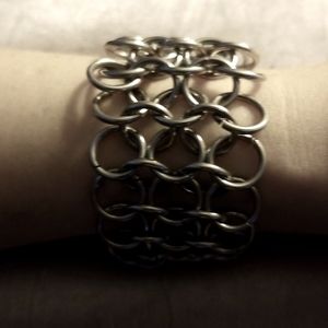 Silver chainmail hand made at a Renaissance
